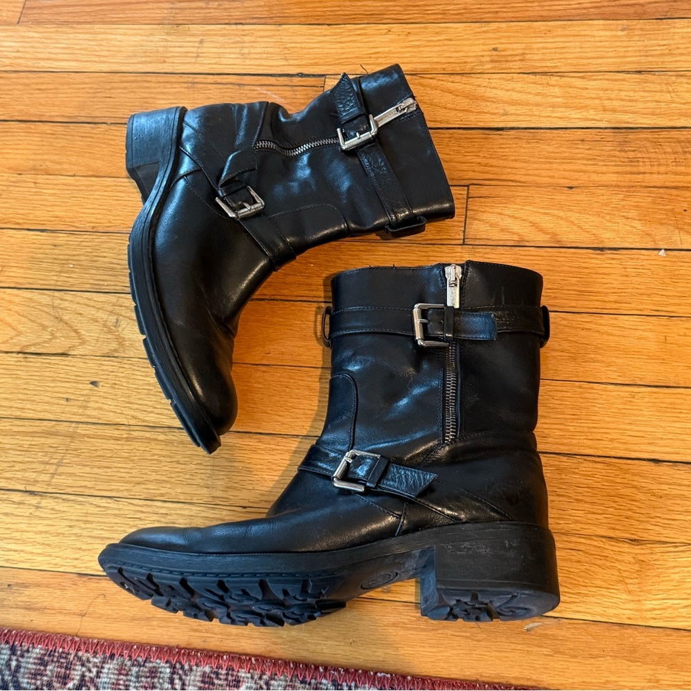 Black Leather Moto Boots